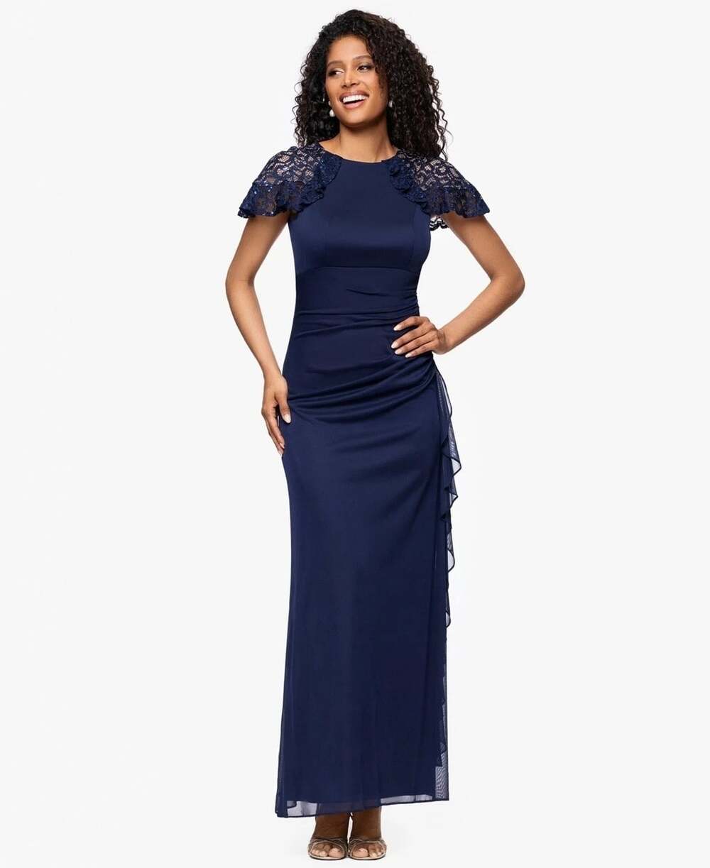 Besty & Adam Women's 4 Draped Lace-Sleeve Gown • Reg Price $159